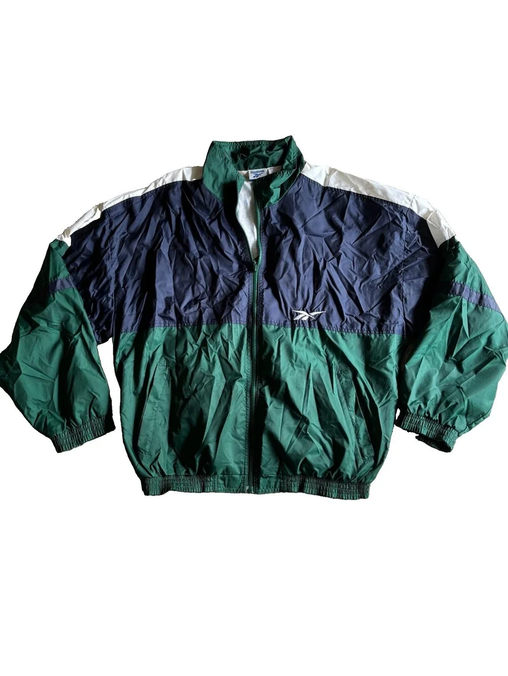 Vintage 80s 90s Reebok Men’s Colorblock Full-Zip Windbreaker Nylon Size Large